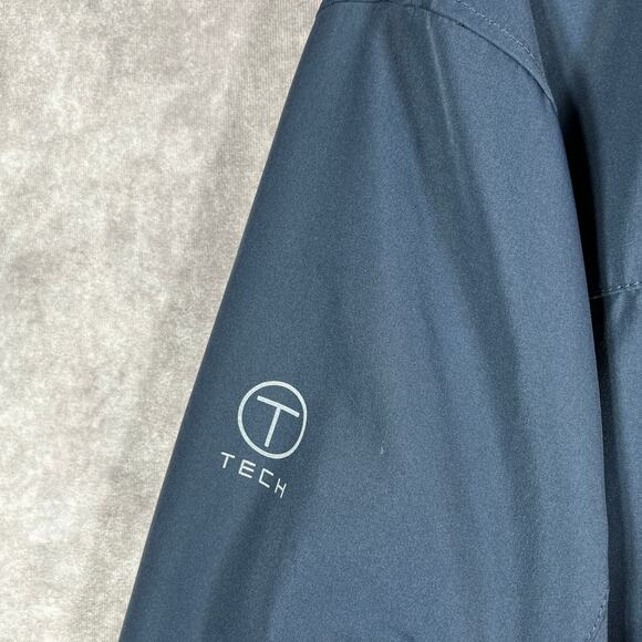 T Tech By Tumi Jacket Mens XL Navy Quilted Full Zip Outdoor Lined Rain Outdoor - Picture 4 of 11